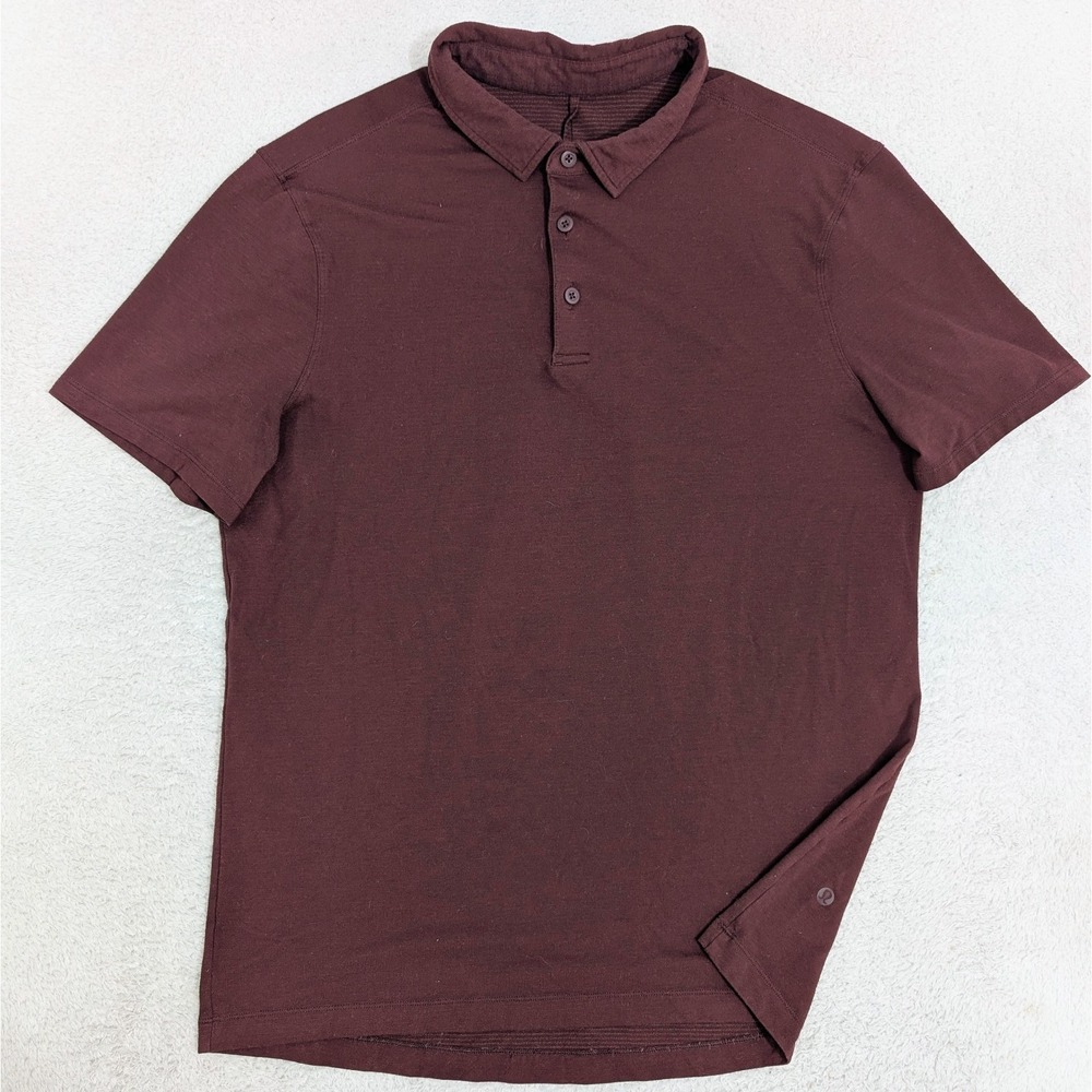 Lululemon Men's Evolution Polo Burgundy Red Size S Stretch Measured